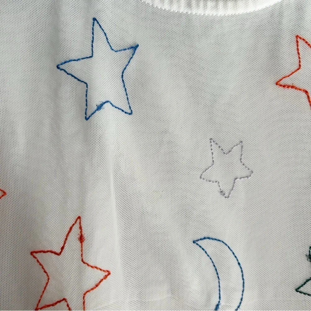 Hanna Andersson White Celestial Star & Moon Tulle Dress Girls 6-7
